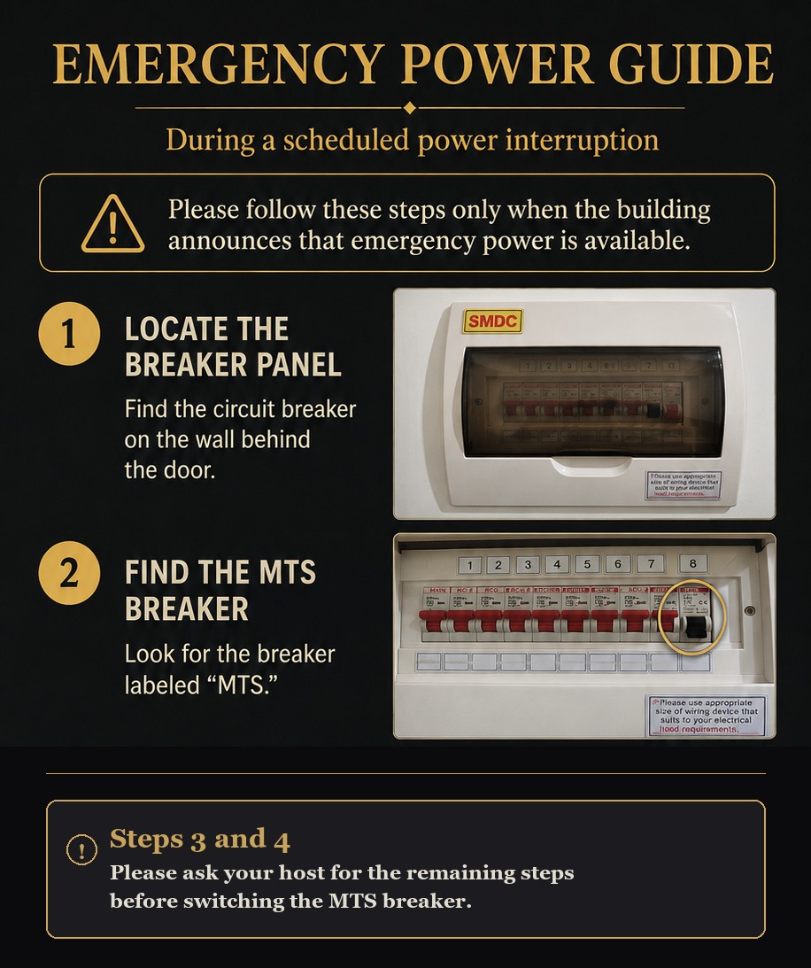 Four-step emergency power transfer guide